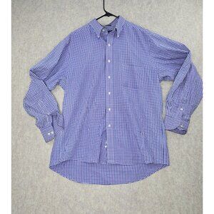 Chaps Classic Fit Blue Checkered Long Sleeve Button-Up Shirt L